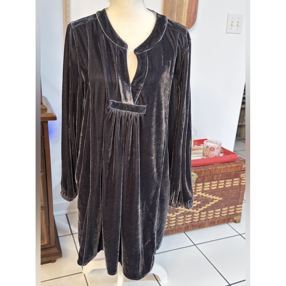 Indigo Soul Velvet Tunic dress Boho Long Sleeve Empire Waist XL
